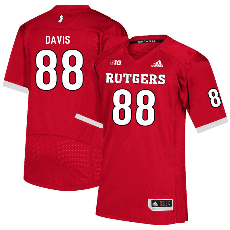 Men #88 Carnell Davis Rutgers Scarlet Knights College Football Jerseys Sale-Scarlet